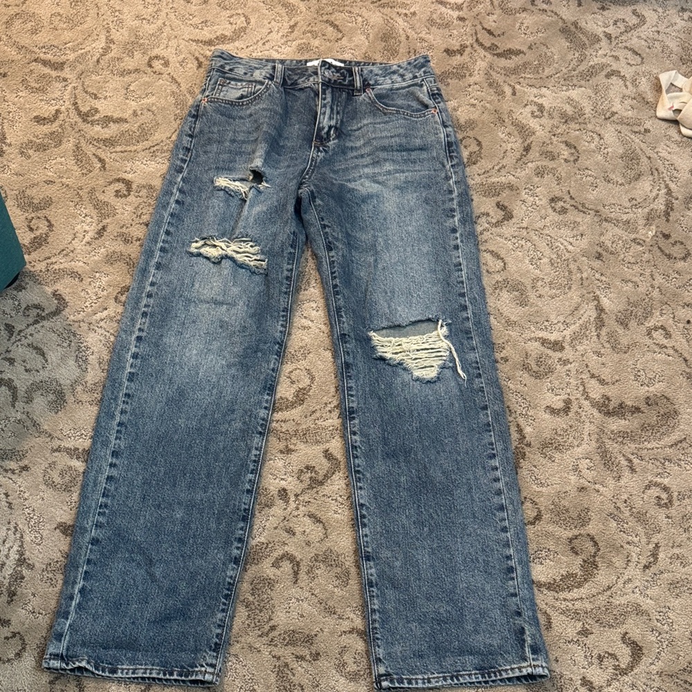 Distressed Blue Jeans